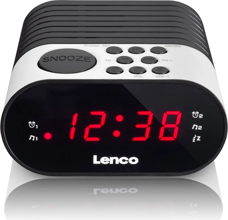 CR-07 White - Wekkerradio met Slaaptimer - Dubbel alarm från Lenco i Vit – produktbild