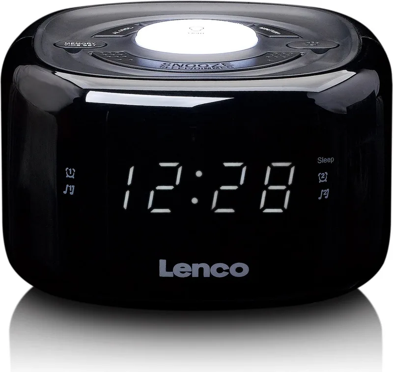 CR-12BK - Wekkerradio met Dimmerfunctie - Nachtlamp van Lenco in Zwart – productfoto