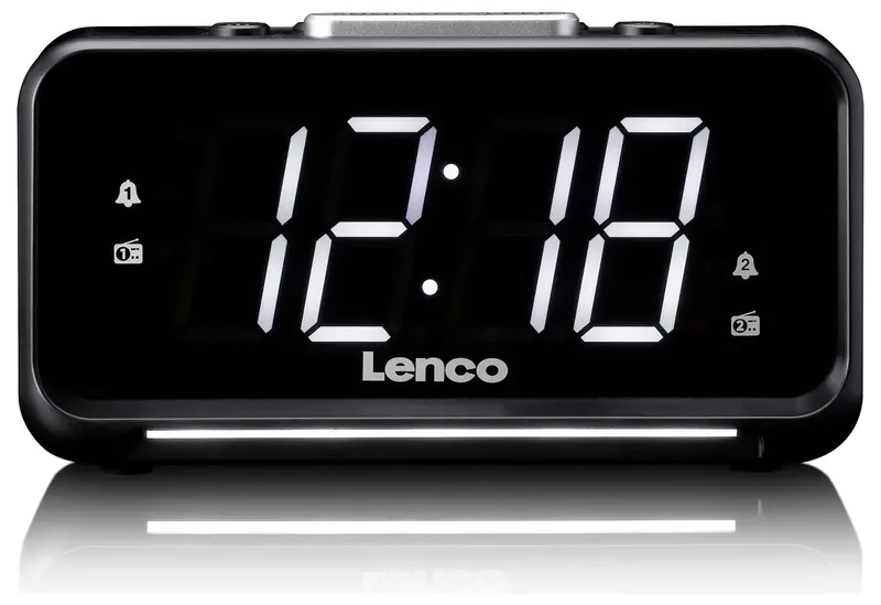 CR-28BK - Wekkerradio met handmatige dimmer, nachtverlichting en helder LED-display van Lenco in Zwart – productfoto 2 van 2