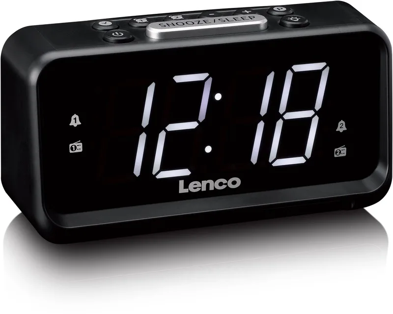 CR-28BK - Wekkerradio met handmatige dimmer, nachtverlichting en helder LED-display van Lenco in Zwart – productfoto 1 van 2