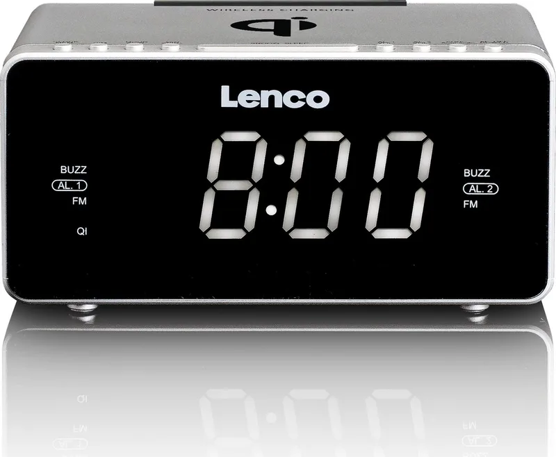 CR-550SI - Wekkerradio met Qi Wireless Smartphone oplader van Lenco in Zilver – productfoto