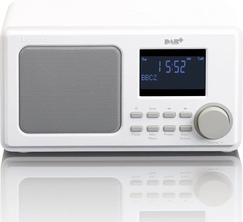 DAR-010WH - DAB radio AUX-ingang en alarm functie by Lenco in White – product photo