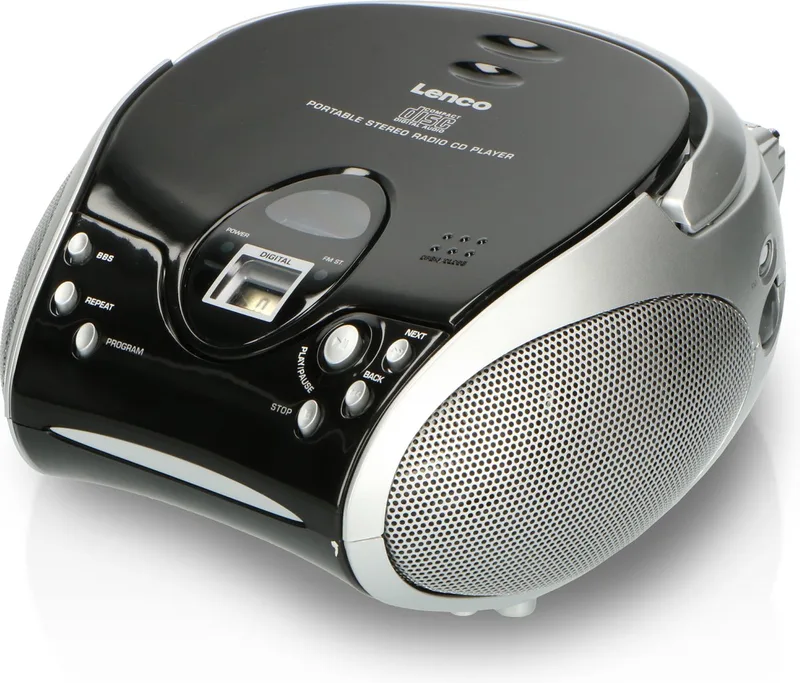 Draagbare Radio CD Speler - Stereo FM Radio en AUX – Werkt ook op batterijen - SCD-24 by Lenco in Black – product photo