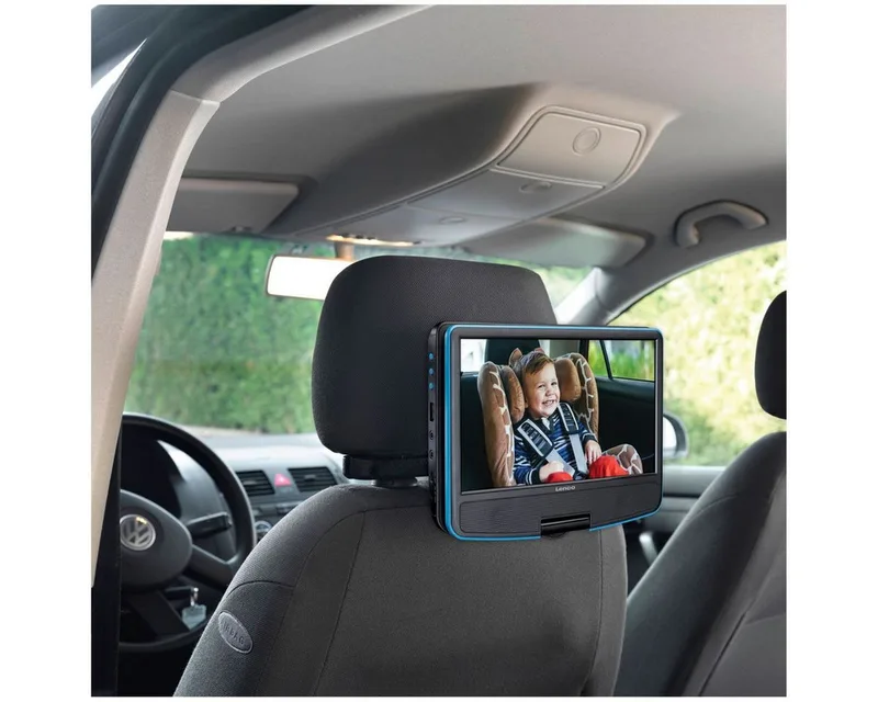 DVP-910BL - Portable 9" DVD player with USB headphones and mounting bracket - Blue/Black by Lenco – product photo 4 of 4