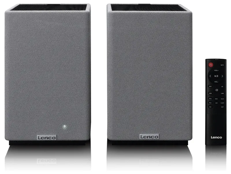 Hifi Speaker - Boekenplank speakers met Bluetooth - 80W - 2 stuks - Stereo set - SPB-240BKGY - Zwart/Grijs van Lenco in Grijs – productfoto 2 van 2