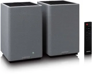 Hifi Speaker - Boekenplank speakers met Bluetooth - 80W - 2 stuks - Stereo set - SPB-240BKGY - Zwart/Grijs van Lenco in Grijs – productfoto 1 van 2
