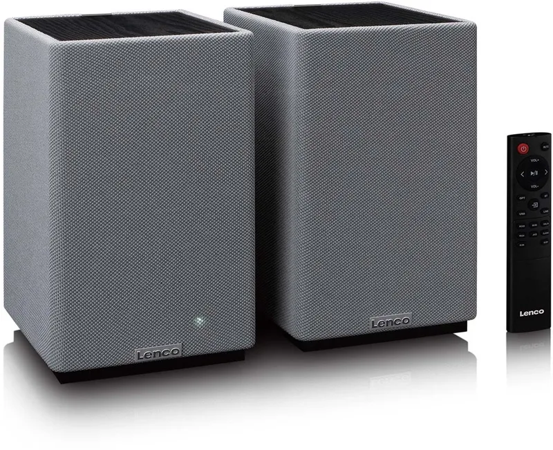 Hifi Speaker - Boekenplank speakers met Bluetooth - 80W - 2 stuks - Stereo set - SPB-240BKGY - Zwart/Grijs van Lenco in Grijs – productfoto 1 van 2