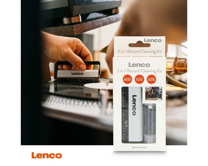 LP Schoonmaakset - Koolstofvezel Platenborstel - Vinyl Reinigingsvloeistof en doekje - TTA-3IN1 van Lenco in Transparant – productfoto 4 van 5