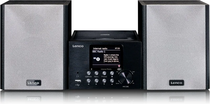MC-250 - stereo set met cd speler, Internet, DAB, Bluetooth® van Lenco in Zwart – productfoto