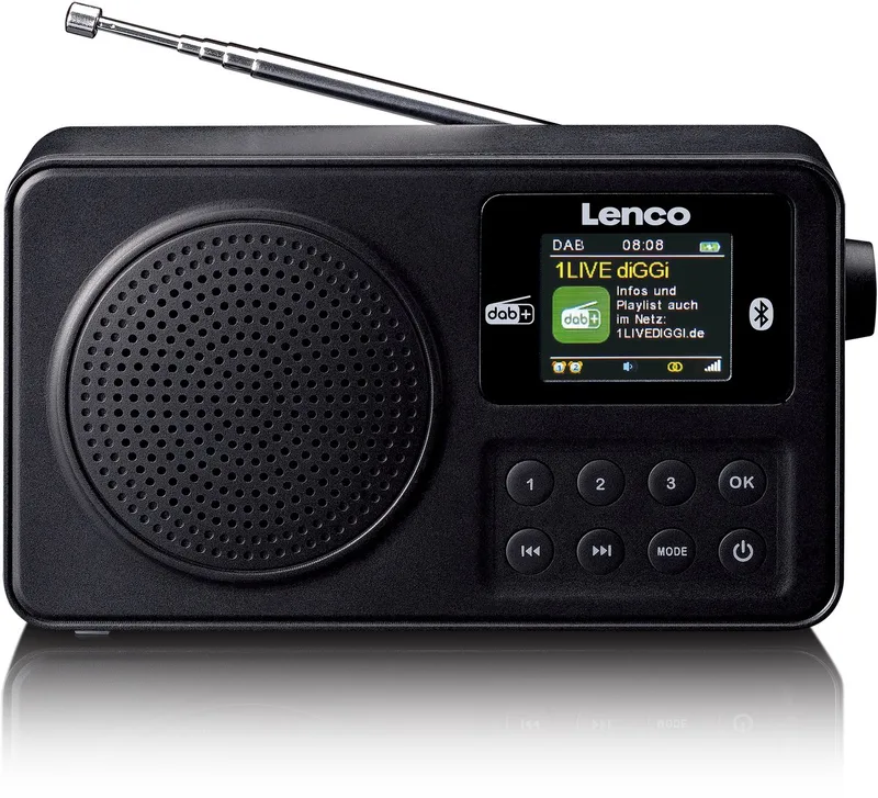PDR-033BK - Draagbare DAB+ radio met Bluetooth - Oplaadbare Batterij - FM - Noodradio - 10 uur Accu by Lenco in Black – product photo