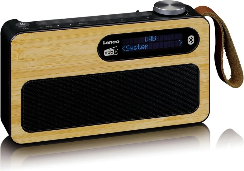 PDR-040BAMBOOBK - Draagbare DAB Radio met FM, DAB+ en Bluetooth® - Klok en Alarmfunctie van Lenco in Bamboe-Zwart – productfoto