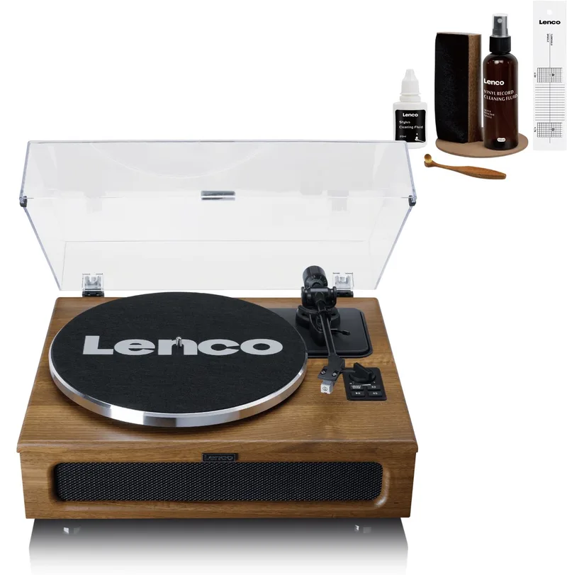 Platenspeler Bundel - LS-410WA + TTA-6IN1 - Platenspeler met Bluetooth - 6-delige LP Schoonmaakset van Lenco in LS-410 – Hout + Cleaning Kit – productfoto