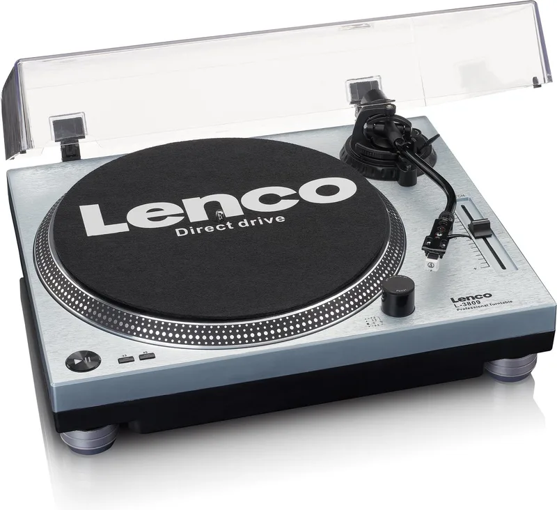 Platenspeler - Direct drive - USB naar PC encoding - L-3809ME - Metallic Grey van Lenco in Metallic Blauw – productfoto