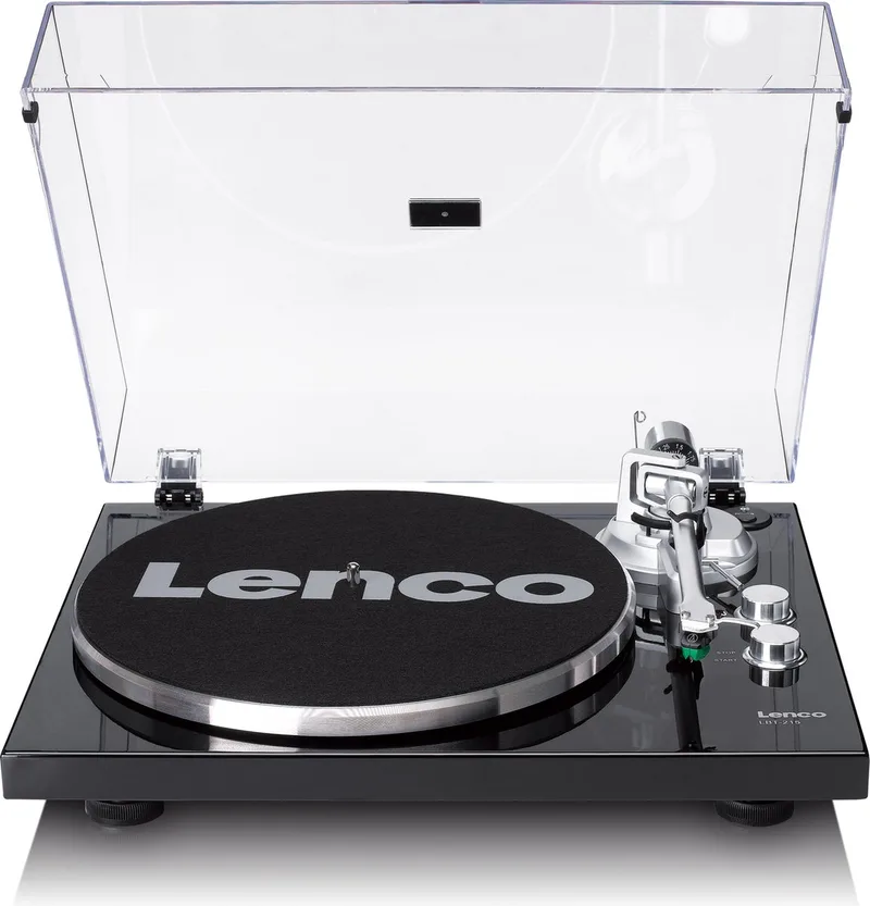 Platenspeler met Bluetooth - Metalen draaiplateau toonarm en contragewicht van Lenco in Zwart – productfoto