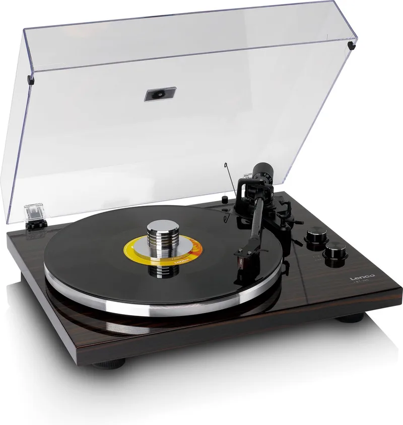 Platenspeler met Bluetooth - Ortofon 2M Red Cartridge en Aandrukgewicht de Lenco en Walnoot – photo produit