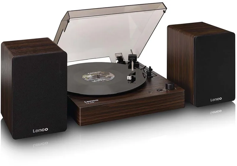Platenspeler met Bluetooth - Twee externe Luidsprekers en AT3600L Cartridge - LS-200WD - Hout by Lenco in Hout met externe Speakers – product photo