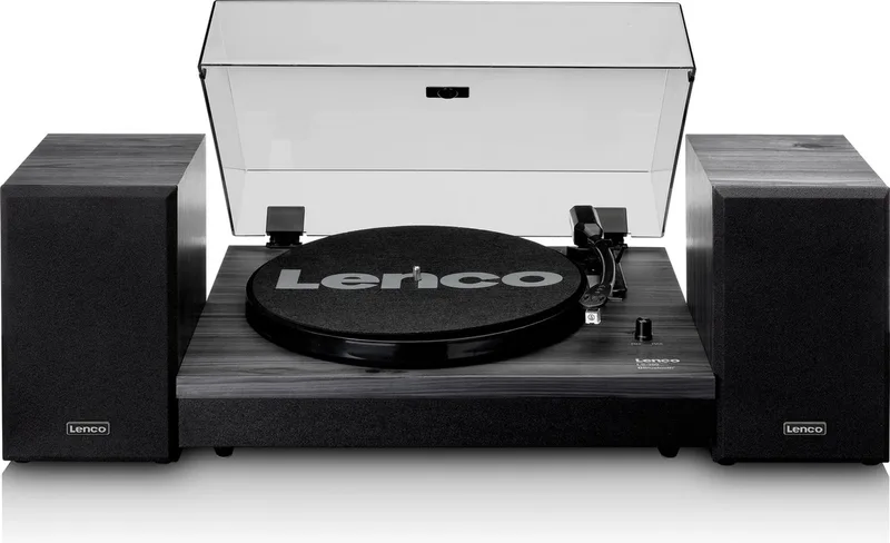 Platenspeler met Bluetooth - Twee externe Speakers - Auto-stop - LS-300BK by Lenco in Black – product photo