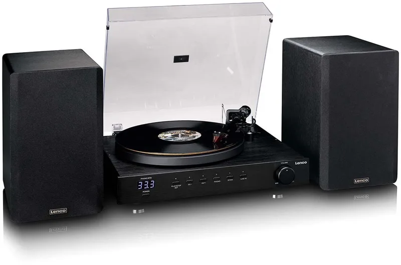 Platenspeler - Ortofon 2M Red - Bluetooth 5.2- 2x 100W Speakers - LS‑700BK van Lenco in Zwart – productfoto