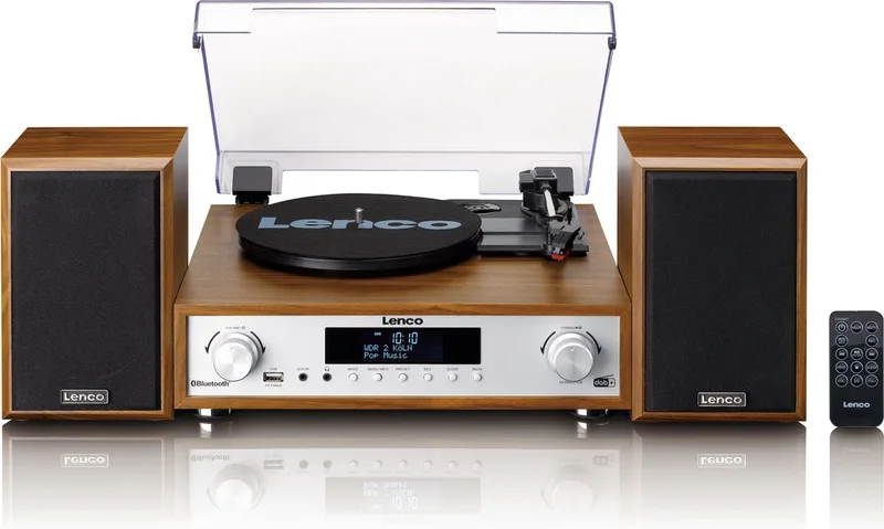 Platenspeler - Stereoset met DAB en Bluetooth - MC-160WD de Lenco en Hout – photo produit
