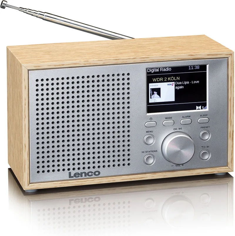 Radio op Batterijen - Compacte DAB FM Radio - Bluetooth - Houten behuizing - DAR-017WD - Noodradio - Noodpakket van Lenco in Hout – productfoto