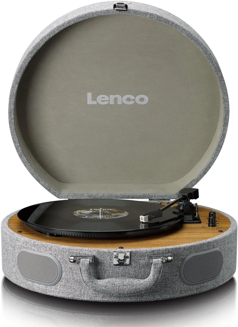 Retro Platenspeler - Koffer Platenspeler met ingebouwde Speakers - Bluetooth en AT3600L cartridge - LS-66GY van Lenco in Grijs – productfoto