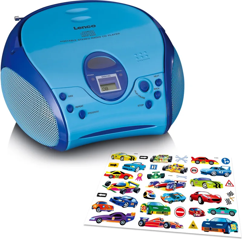 SCD-24 KIDS - Draagbare cd speler en radio voor kinderen - Inclusief stickervel by Lenco in Blue – product photo