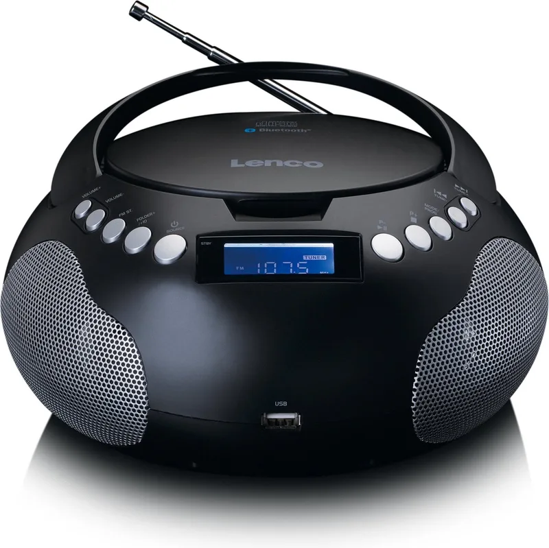 SCD-331BK Draagbare CD Speler - Radio met Bluetooth, MP3 en USB - Werkt op Batterijen en Netstroom - Zwart by Lenco in Zwart-Zilver – product photo