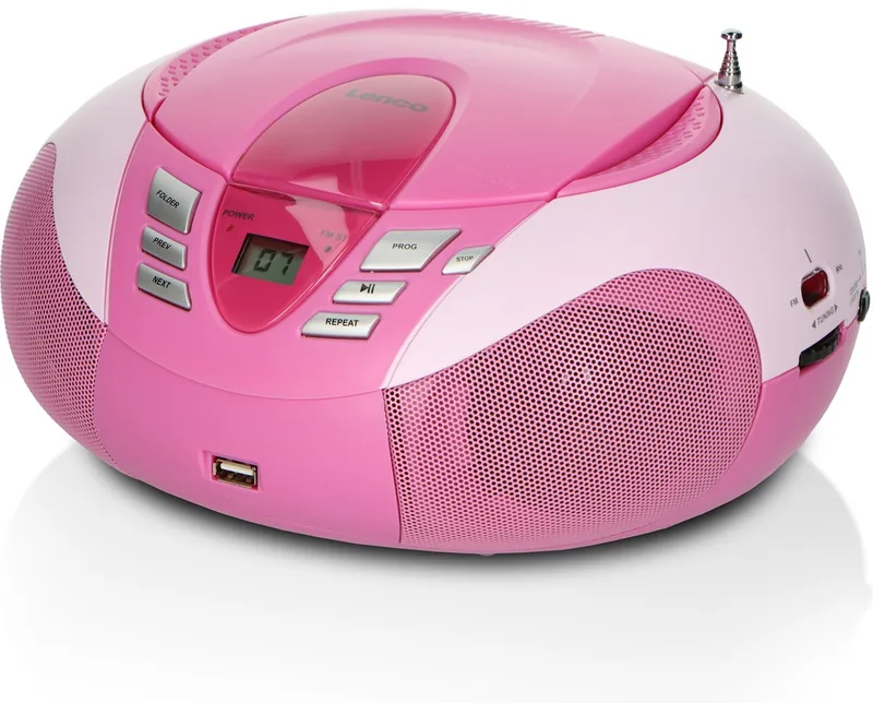 SCD-37 - Draagbare radio CD speler met MP3 optie en USB van Lenco in Roze – productfoto