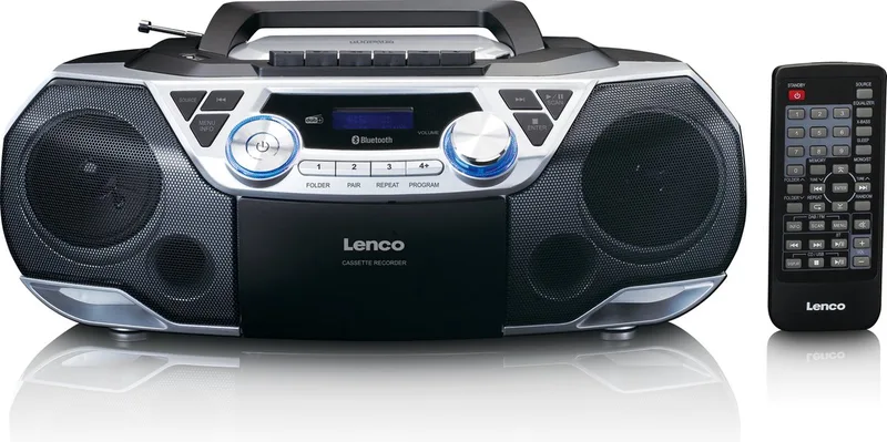 SCD-720SI - Draagbare DAB+ Radio met Bluetooth, CD-speler en Cassette - Stereo Boombox - Netstroom & Batterijen - Zilver by Lenco in Zwart-Zilver – product photo 1 of 2