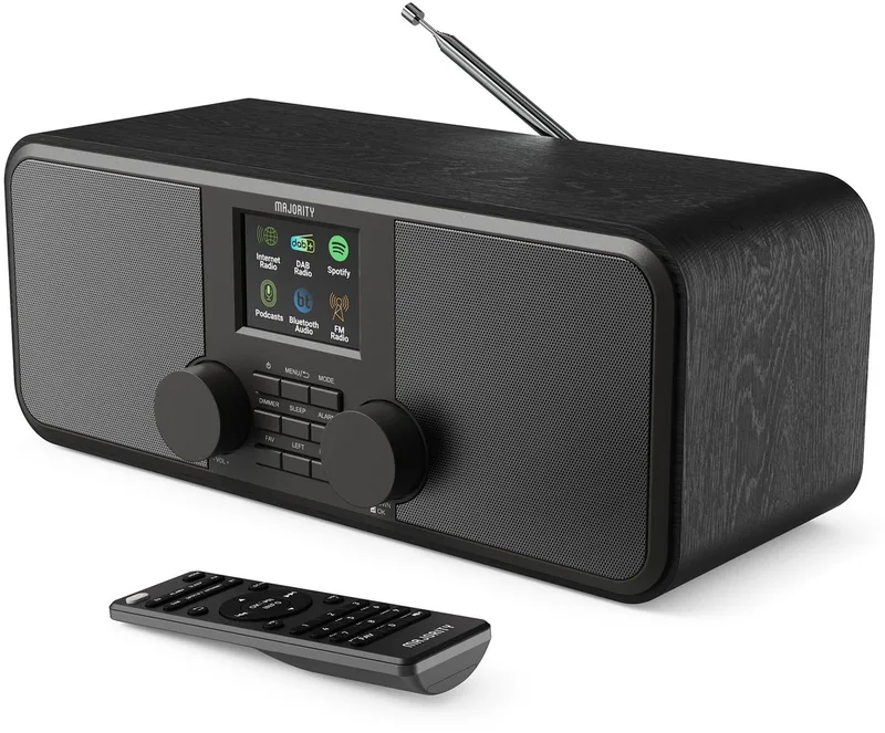 Rostock - Internetradio - DAB+/FM - Bluetooth - Dubbele Wekker - Podcastspeler van Majority in Zwart – productfoto