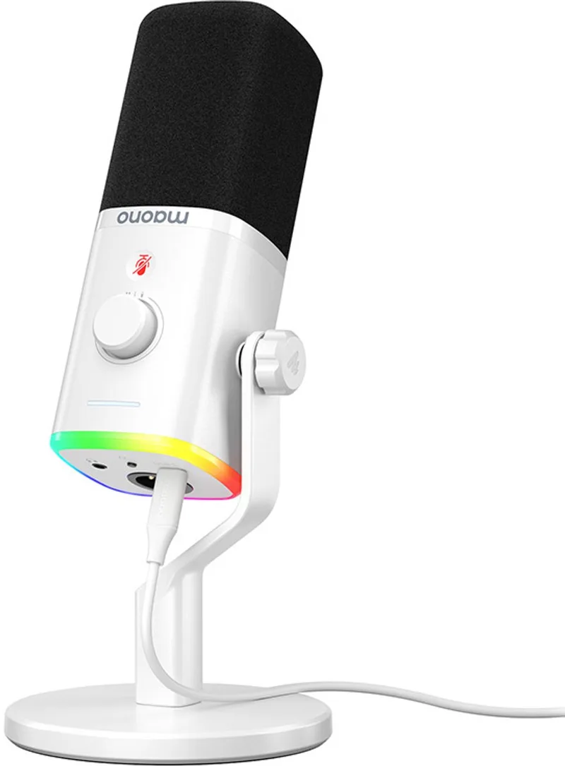PD100X - Microfoon voor Computer - USB/XLR Microfoon - Streaming - YouTube - Podcasting - Dynamische Microfoon - Plug & Play - Studio Geluidskwaliteit - Wit van Maono in Transparant – productfoto