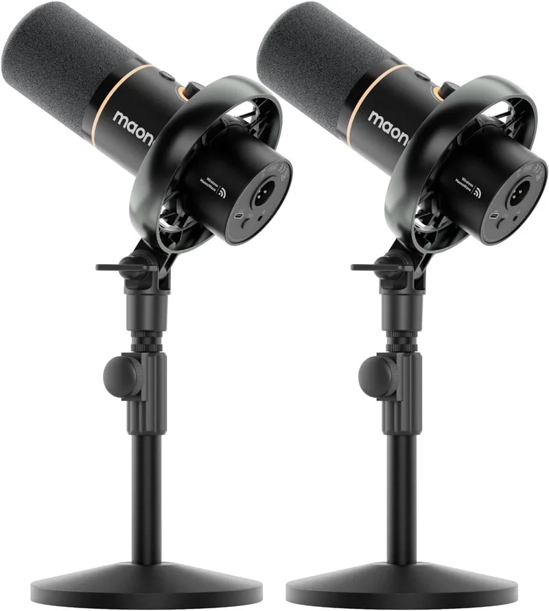 PD200WC1 - Draadloze Podcast Microfoon - USB & XLR - Dynamische Microfoon - RGB - Noise Cancelling - Streaming & Podcast van Maono in Zwart – productfoto