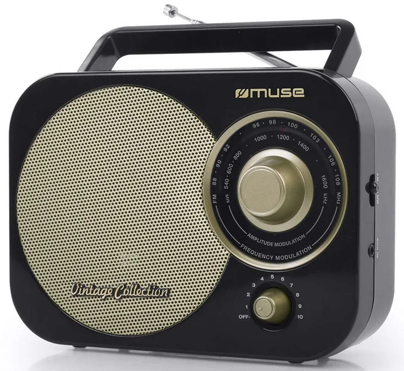 M-055RB - Draagbare radio, vintage van Muse in Zwart – productfoto