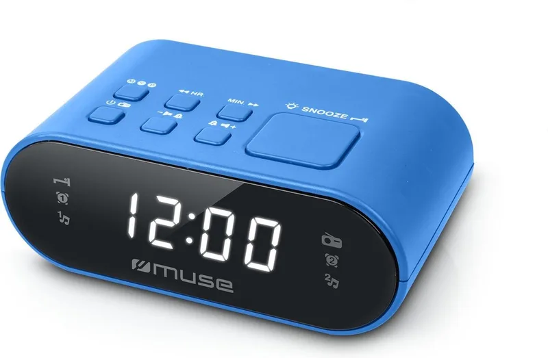 M-10BL - Compacte wekkerradio - voorkeuzezenders - dimbaar display - sleep / snooze - back-up batterij van Muse in Blauw – productfoto
