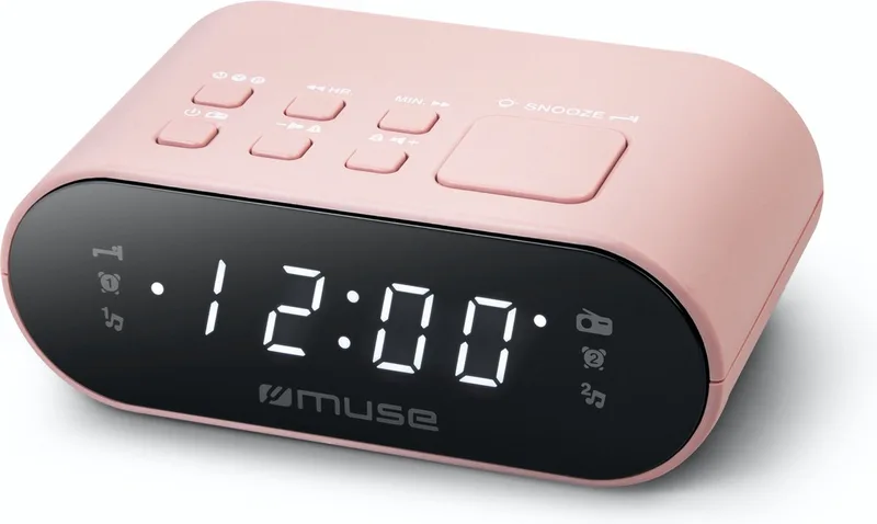 M-10CPK - Compacte wekkerradio - voorkeuzezenders - dimbaar display - sleep / snooze - back-up batterij by Muse in Pink – product photo