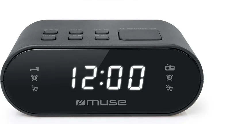 M-10CR - Compacte wekkerradio - voorkeuzezenders - dimbaar display - sleep / snooze - back-up batterij från Muse i Grå – produktbild