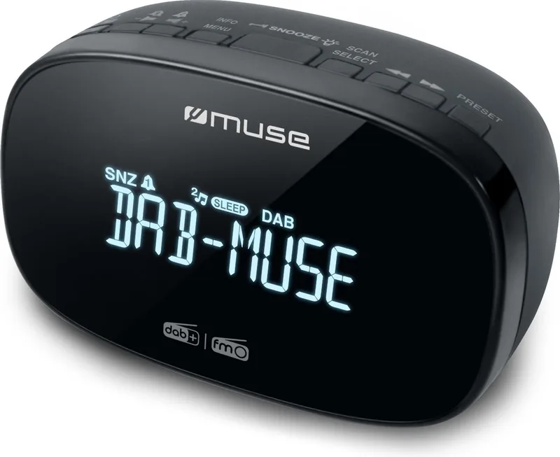 M-150CDB - Stijlvolle wekkerradio met groot LCD-display, DAB+ van Muse in Zwart – productfoto