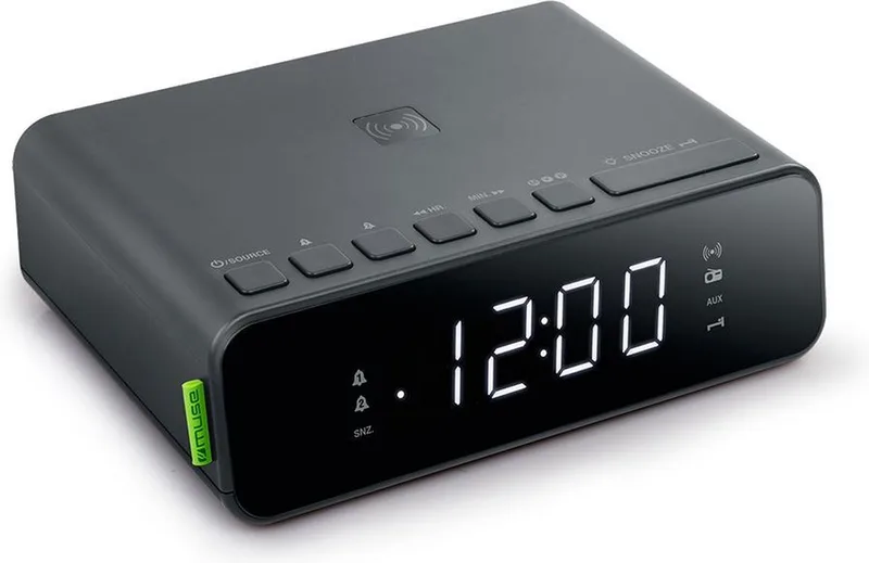 M-175WI - Digitale wekkerradio met draadloze oplaadfunctie van Muse in Zwart – productfoto