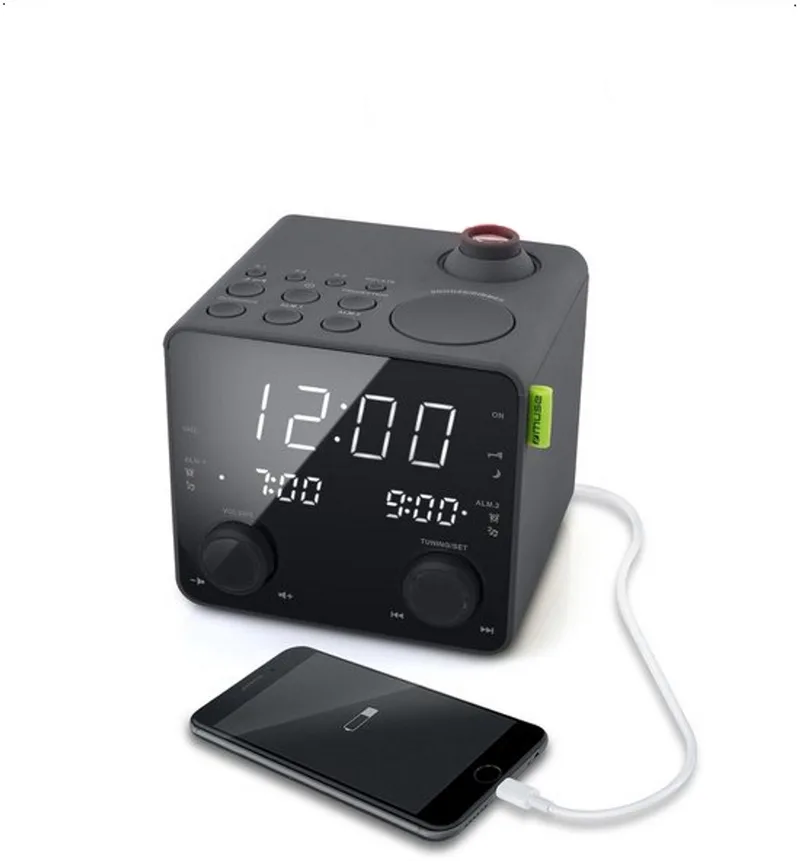 M-189P - Digitale wekkerradio met projectie van Muse in Zwart – productfoto