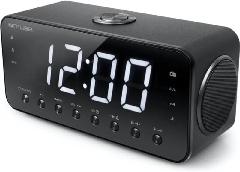 M-192 CR Wekkerradio met groot display van Muse in Zwart – productfoto