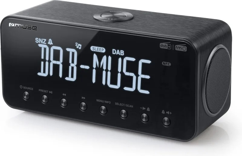 M-196DBT DAB+ - Digitale wekkerradio met DAB+/FM-radio en bluetooth van Muse in Zwart – productfoto