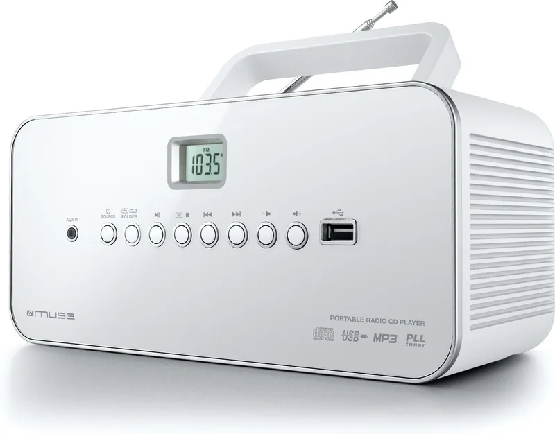 M-28RDW - Draagbare radio/CD-/MP3-speler met USB van Muse in Wit – productfoto