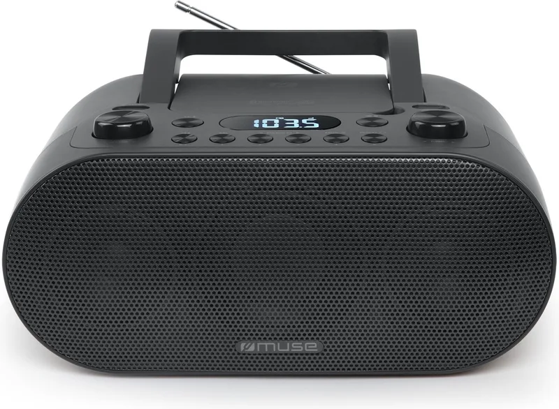 M-35BT - Draagbare Radio/CD-speler met USB en bluetooth - ingebouwde passieve membraan van Muse in Zwart – productfoto