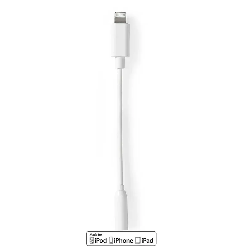 audio cable - Lightning / audio - 10 cm by Nedis in White – product photo 1 of 3