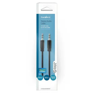 Cagb22000bk05 Stereo Audiokabel M-m Vernikkeld 3.5mm 3.5mm 0.5 M by Nedis – product photo 3 of 3