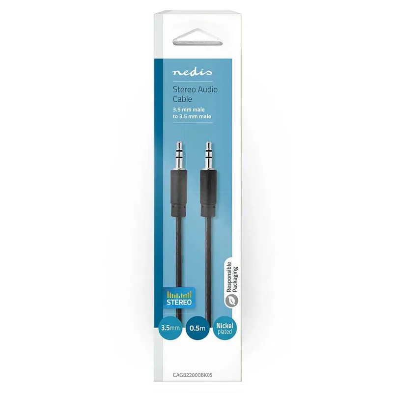Cagb22000bk05 Stereo Audiokabel M-m Vernikkeld 3.5mm 3.5mm 0.5 M by Nedis – product photo 3 of 3