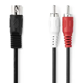 Cagl20200bk10 Din-audiokabel Din 5-pins M-2x Rca M Vernikkeld 1 M de Nedis – photo produit 1 sur 3
