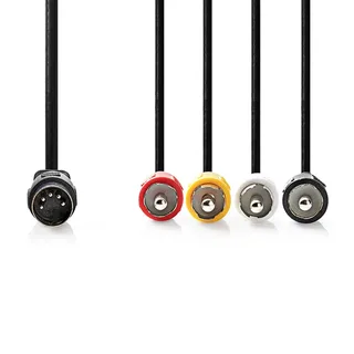 Cagl20400bk10 Din-audiokabel Din 5-pins M-4x Rca M Vernikkeld 1 M de Nedis – photo produit 2 sur 2
