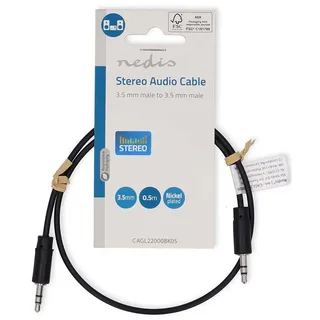 Cagl22000bk05 Stereo Audiokabel M-m Vernikkeld 3.5mm 3.5mm 0.5 M von Nedis – Produktfoto 3 von 3