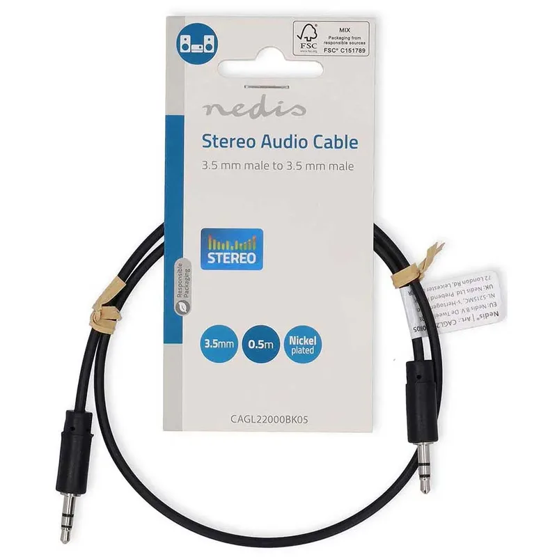 Cagl22000bk05 Stereo Audiokabel M-m Vernikkeld 3.5mm 3.5mm 0.5 M von Nedis – Produktfoto 3 von 3